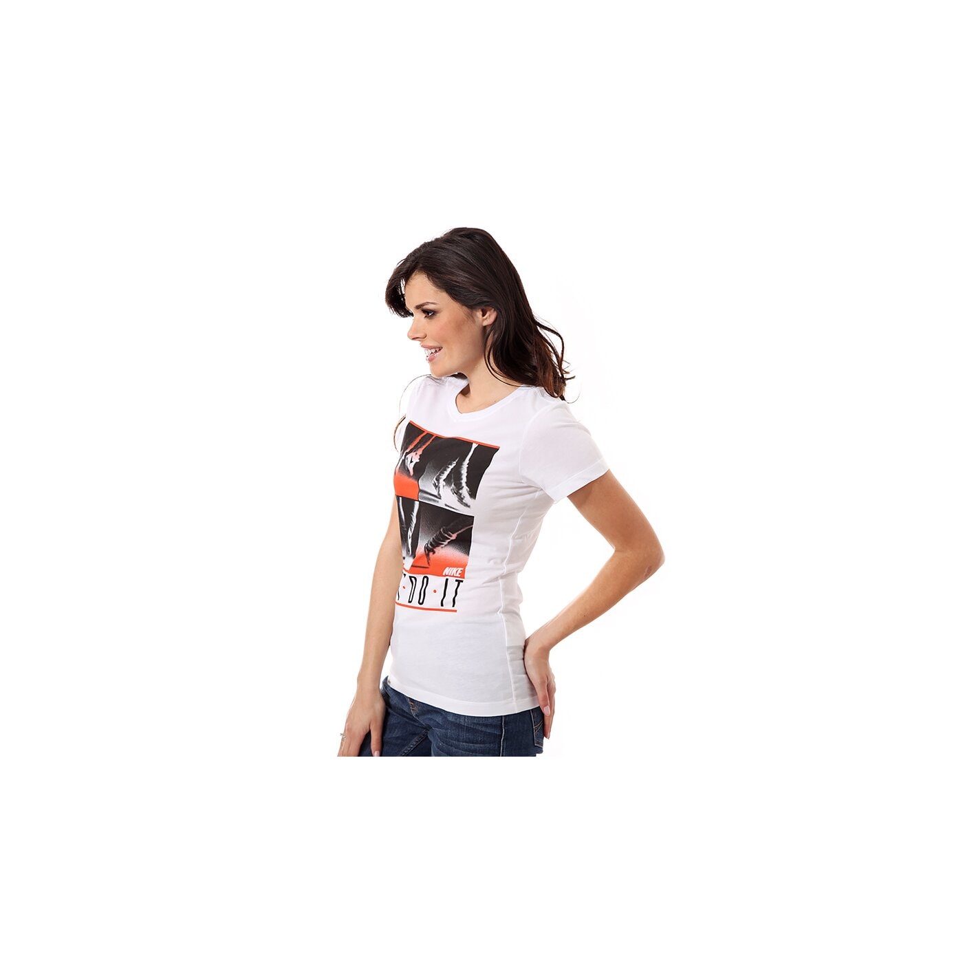 Koszulka damska NIKE T-SHIRT TEE-JDI LEG WARMERS 589566100 kolor biały