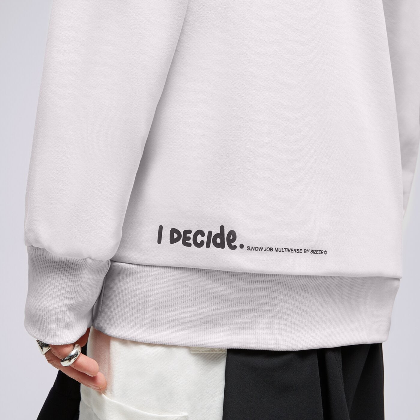 S.NOW JOB SIZEER HOODIE “I DECIDE” OFF WHITE si123blu50001 kolor beżowy