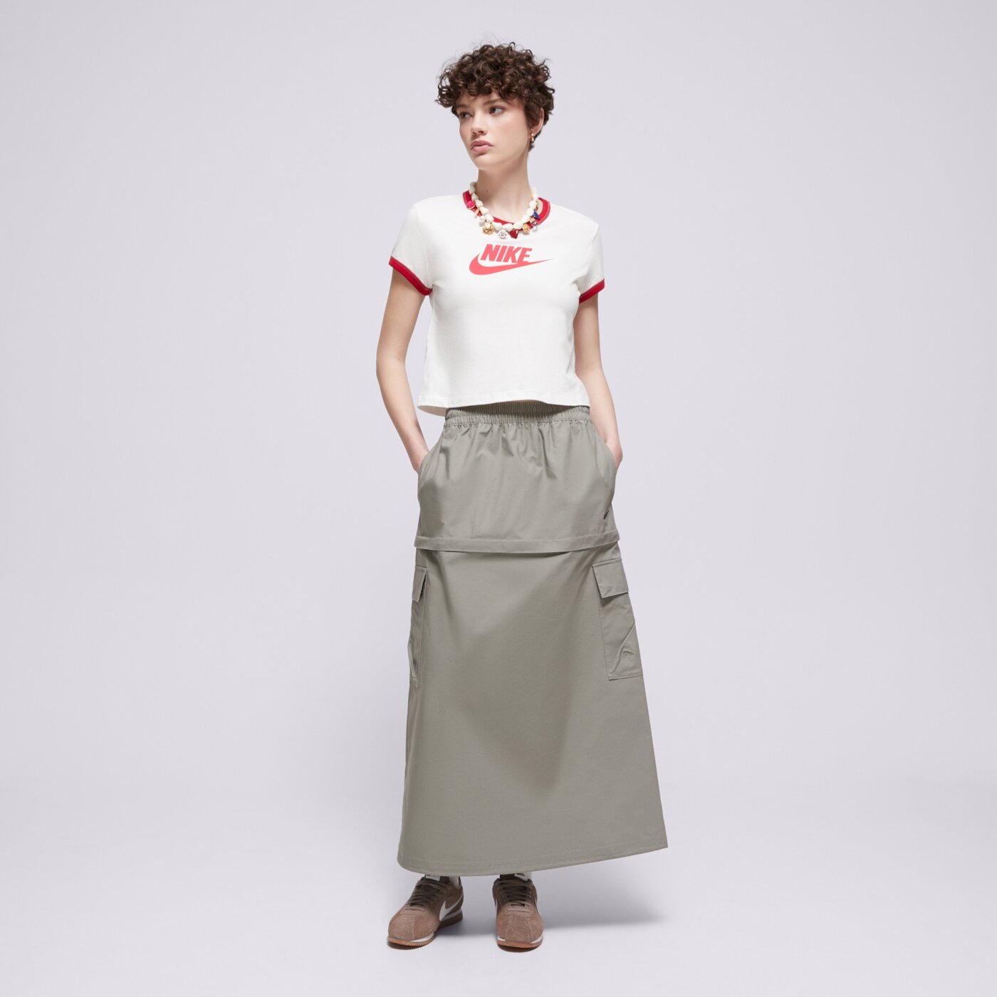 Sukienka damska NIKE SPÓDNICZKA W NSW ESSTL WVN MR CGO MDI SKT fv7503-320 kolor khaki