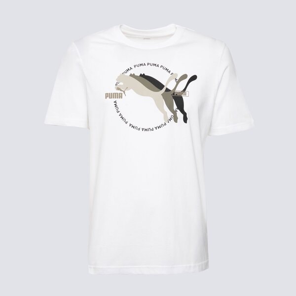 Koszulka męska PUMA T-SHIRT GRAPHICS MULTIPLE CAT LOGO 68482602 kolor biały