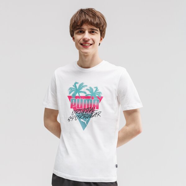 Koszulka męska PUMA T-SHIRT SUMMER PALMS GRAPHIC 581917 02 kolor biały