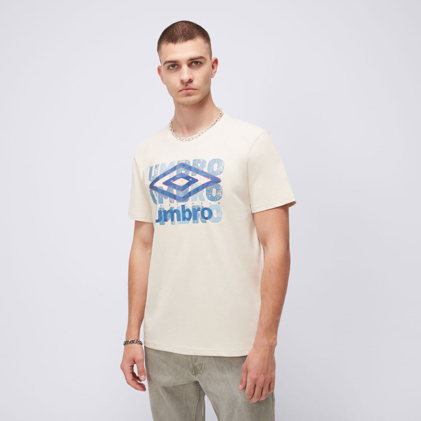 Koszulka męska UMBRO T-SHIRT ESS DOUBLE LOGO ul125tsm04001 kolor beżowy