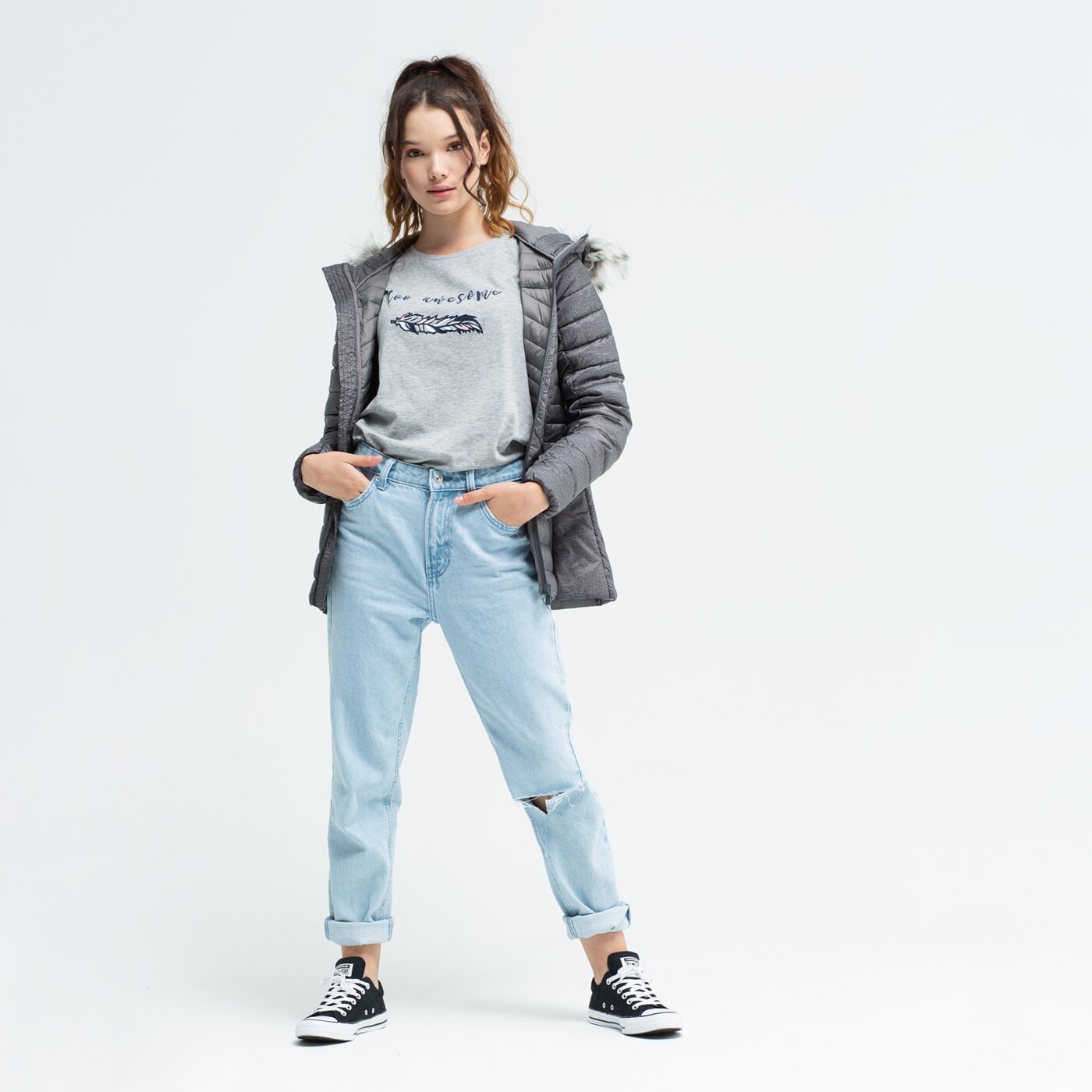 Kurtka zimowa damska FEEWEAR KURTKA CARAMBOLA fw39kud20003 kolor szary