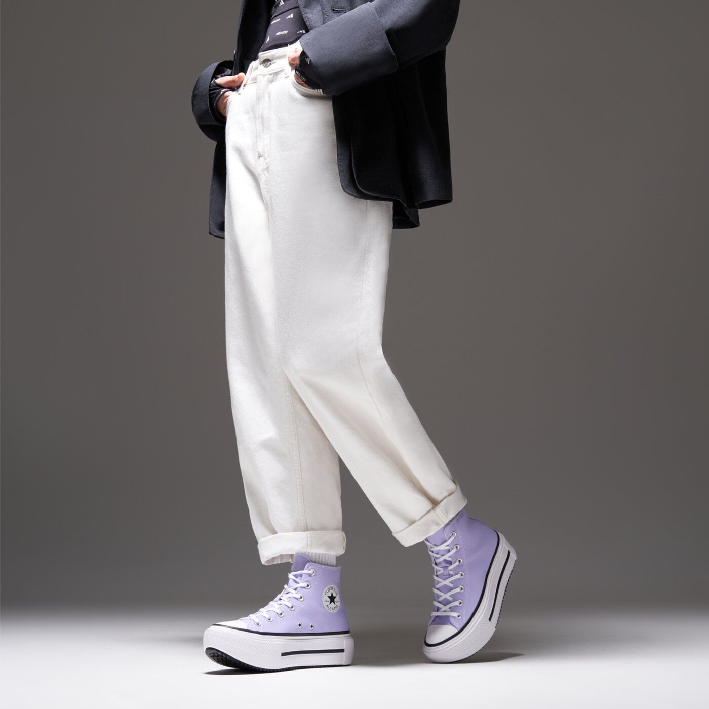 Buty sportowe damskie CONVERSE CHUCK TAYLOR ALL STAR LIFT DOUBLE STACK a15206c kolor fioletowy