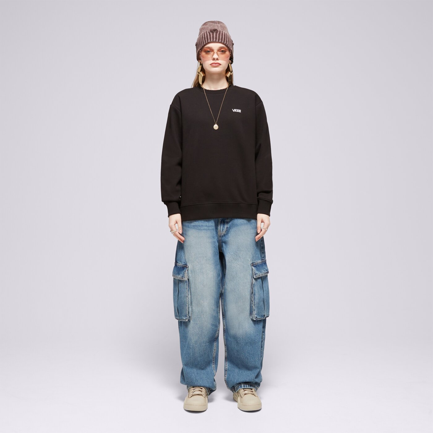 Bluza damska VANS BLUZA FLYING CREW EMEA vn00046xblk1 kolor czarny