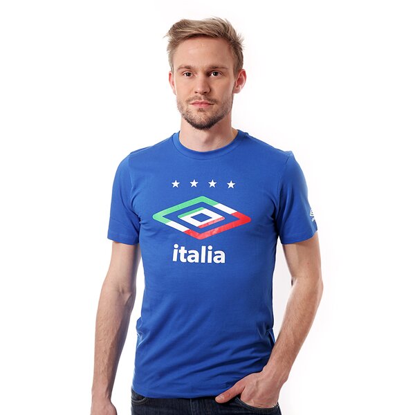 Koszulka męska UMBRO T-SHIRT 2014 TEE ITALIA FLAG LOGO 62367u030 kolor niebieski