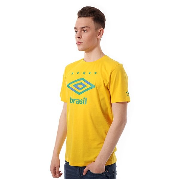 Koszulka męska UMBRO T-SHIRT 2014 TEE BRASIL FLAG LOGO 62342u3ao kolor żółty