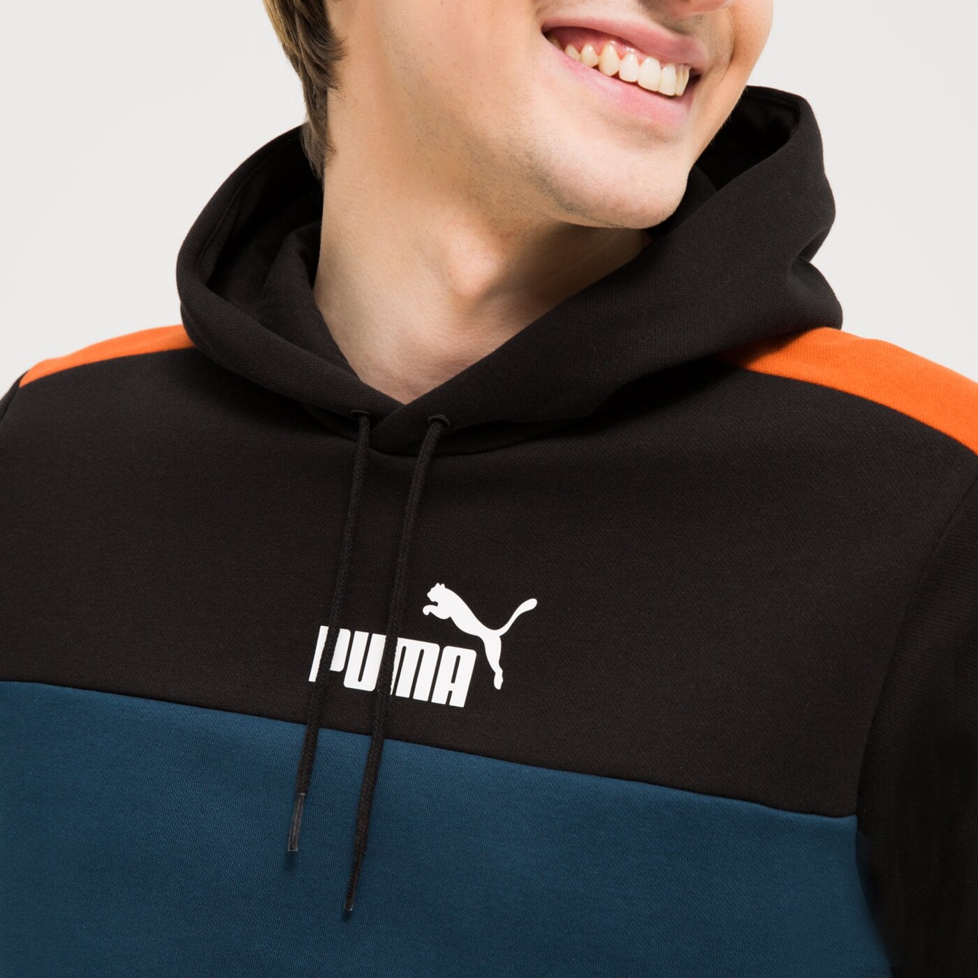 Bluza męska PUMA BLUZA Z KAPTUREM ESS+ BLOCK FL 849036 73 kolor niebieski