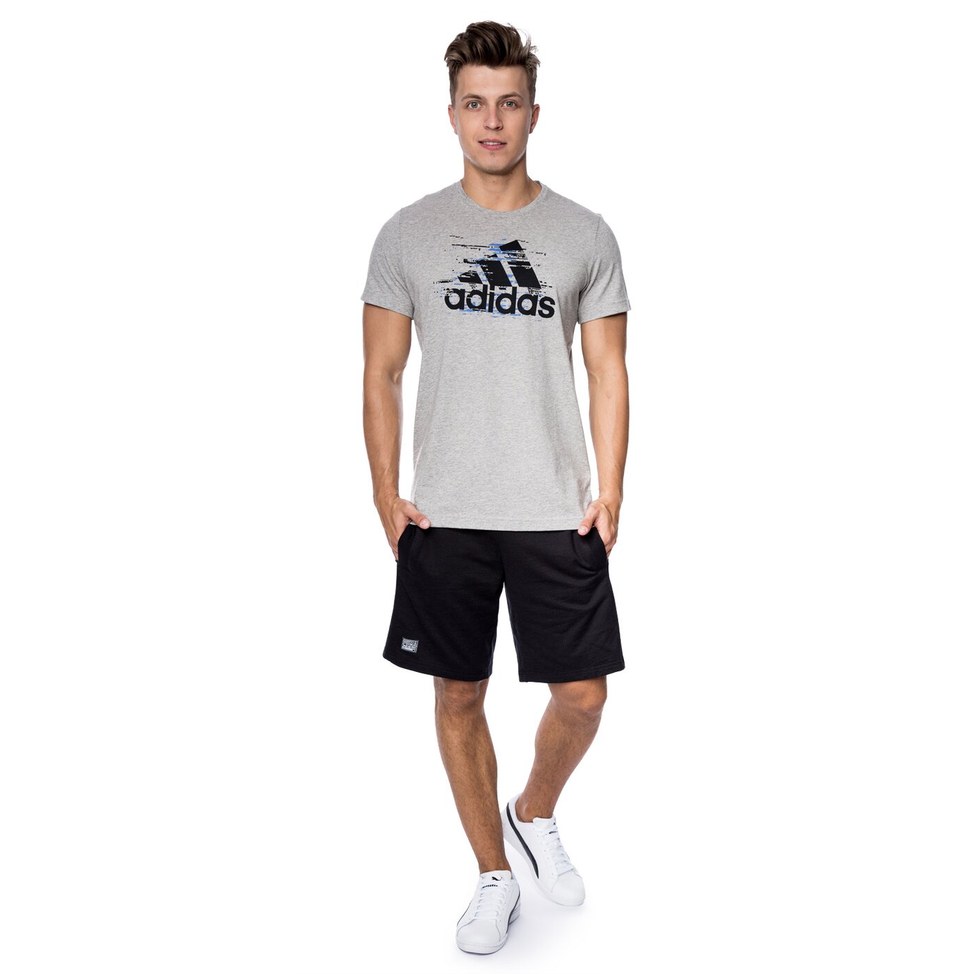 Koszulka męska ADIDAS T-SHIRT ESS LOGO ay7176 kolor szary