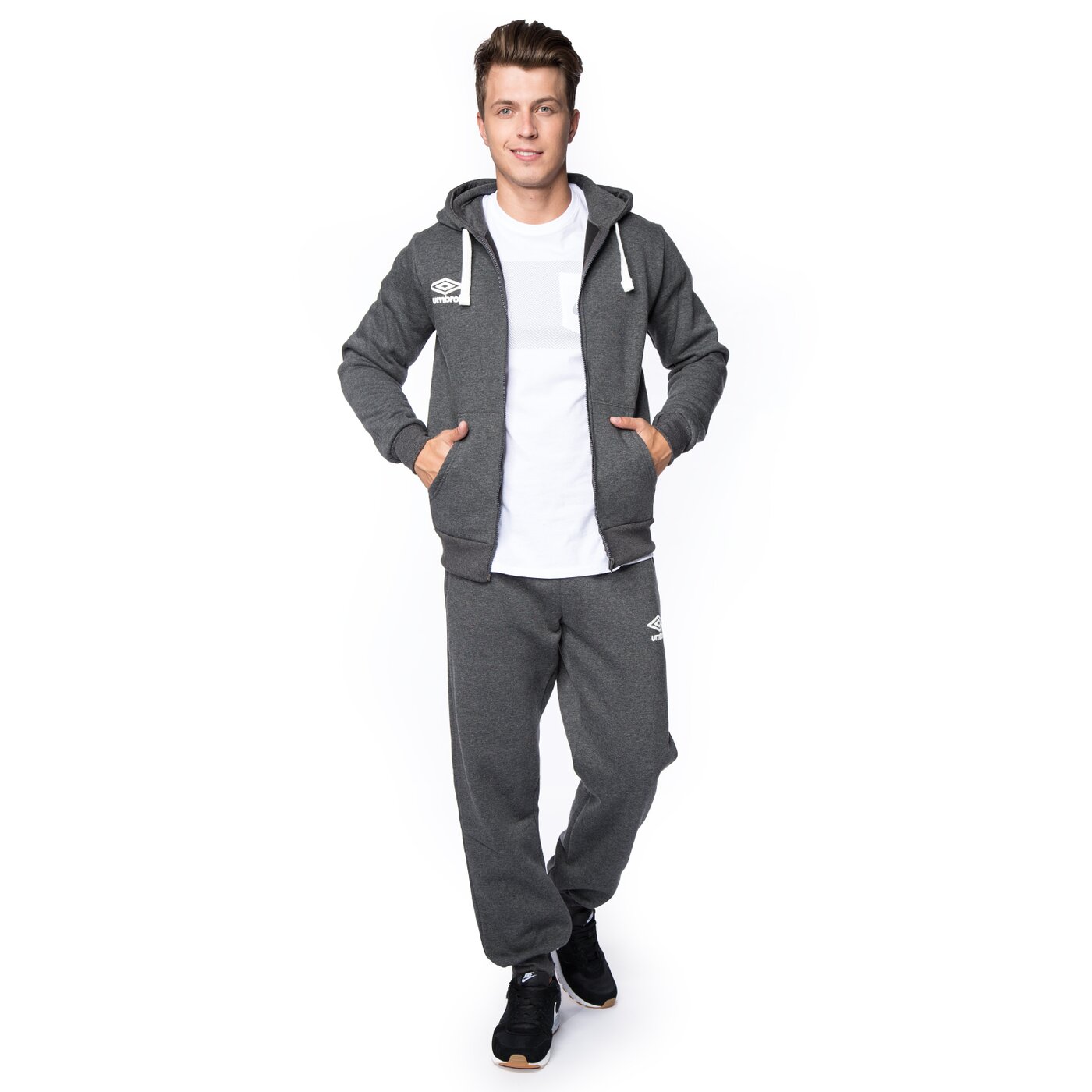 Bluza męska UMBRO BLUZA HOODED F/Z 64096unwc kolor szary