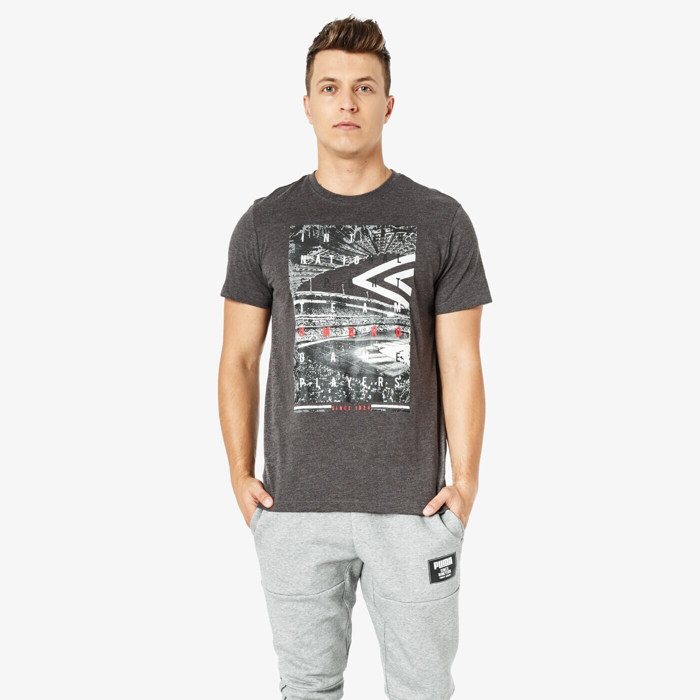 Koszulka męska UMBRO T-SHIRT SS HEADER ul38tsm55001 kolor szary