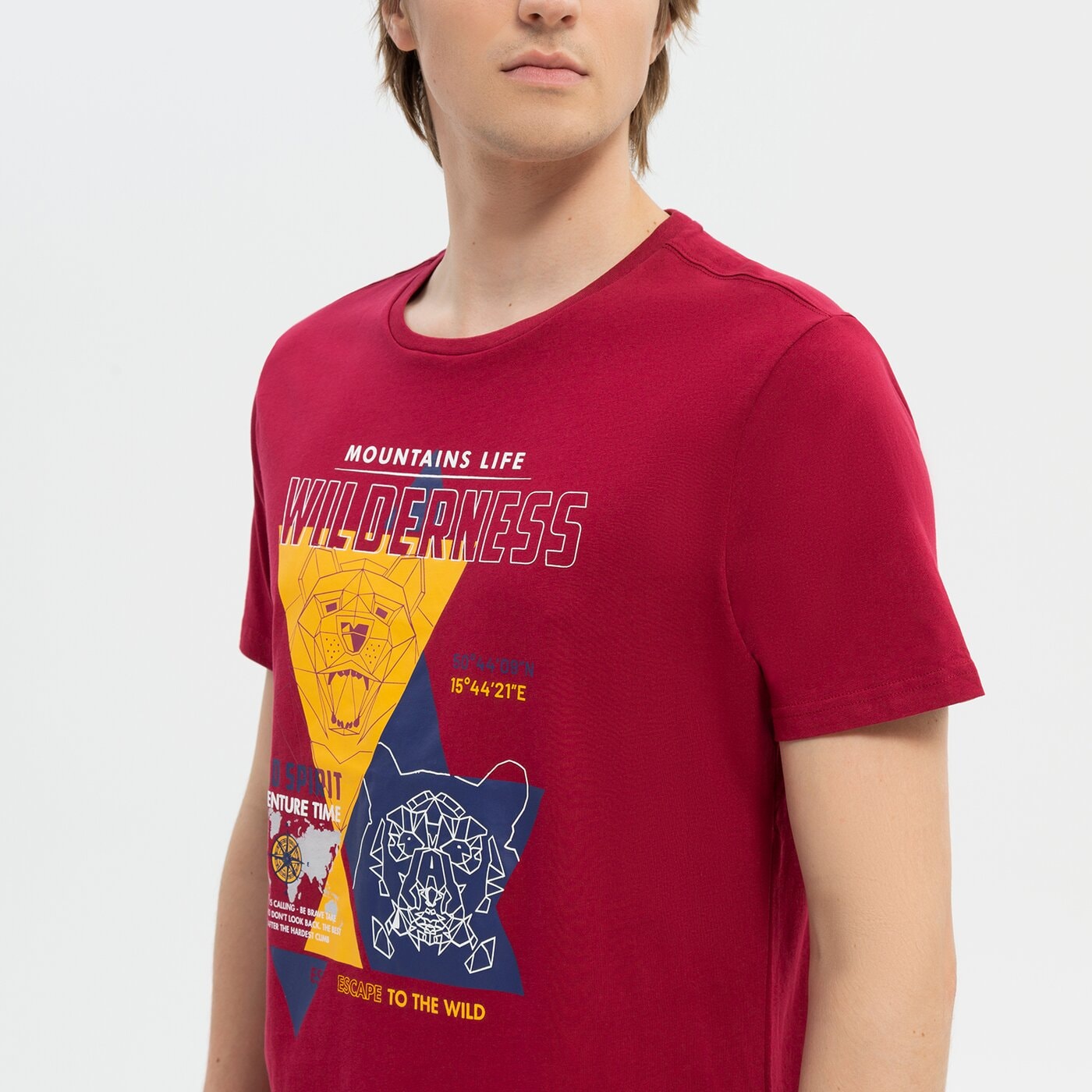 Koszulka męska UP8 T-SHIRT AMECA up322tsm33003 kolor bordowy