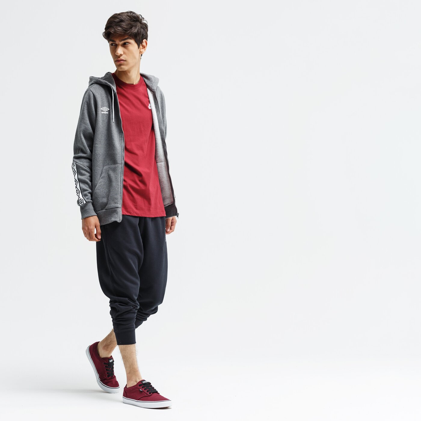 Bluza męska UMBRO BLUZA FZ FLEECE WITH CUFF TAPING 55193u-77n kolor szary