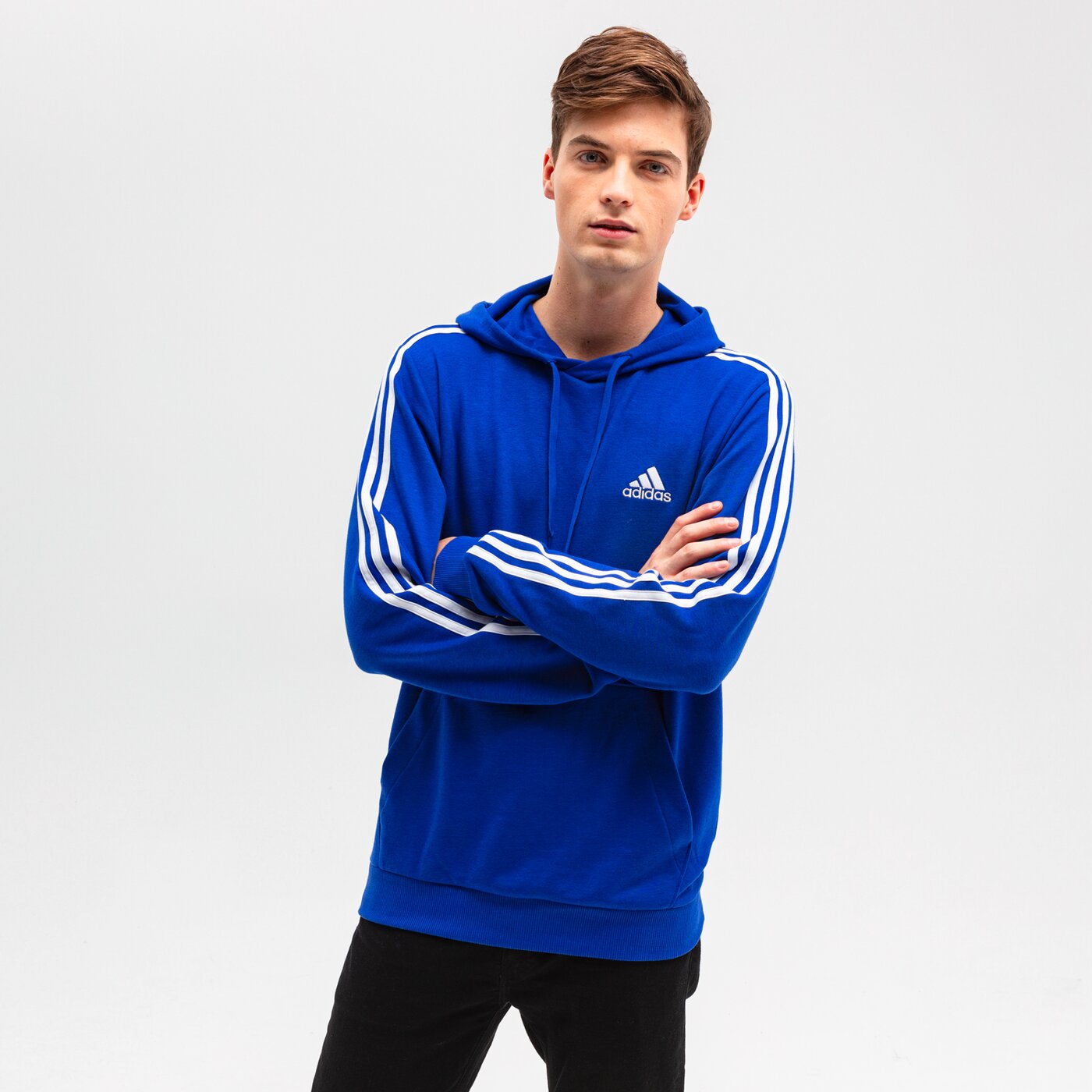 Bluza męska ADIDAS BLUZA M 3S FT HD h12204 kolor niebieski
