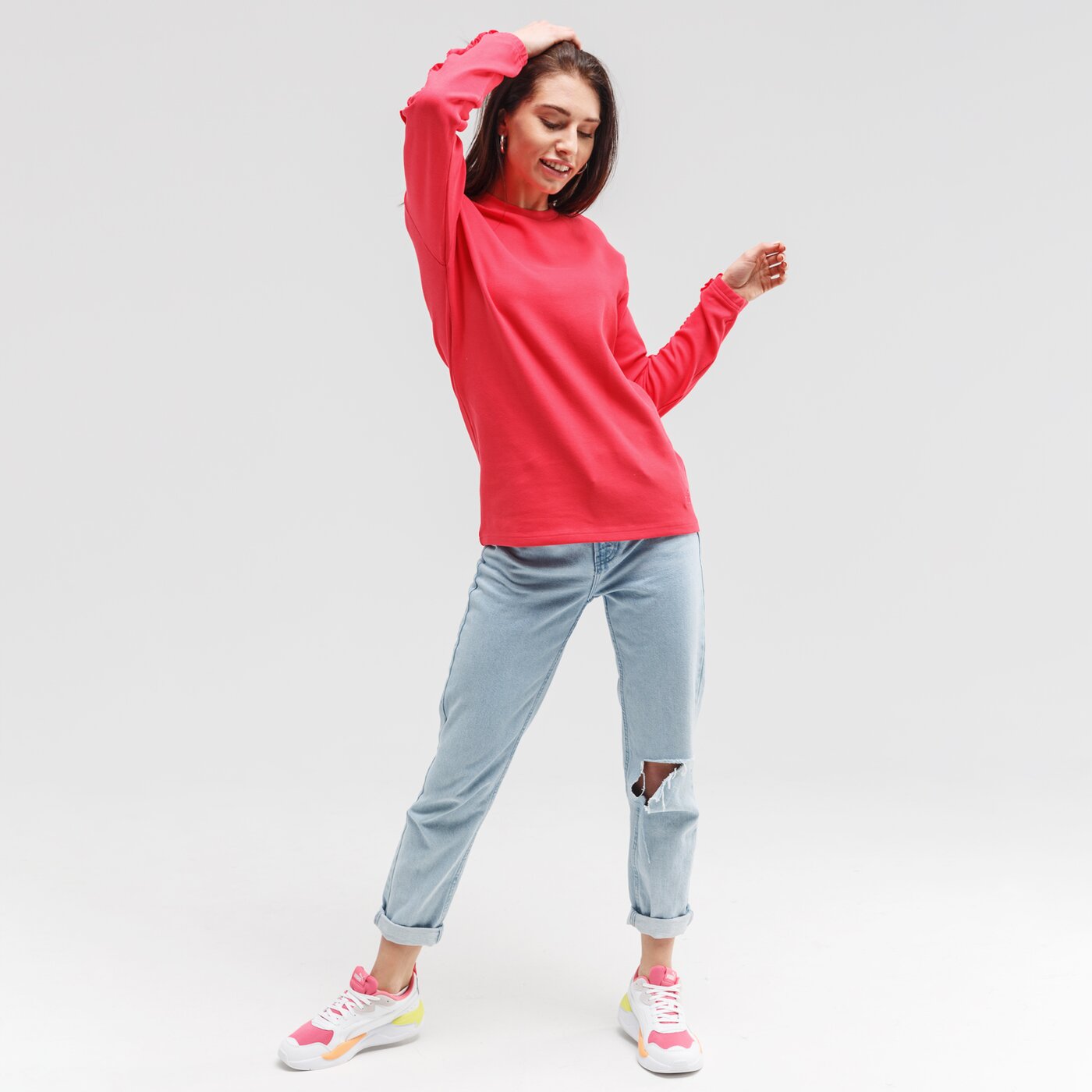 Bluza damska UP8 BLUZA RUFFLE up120bld26001 kolor różowy