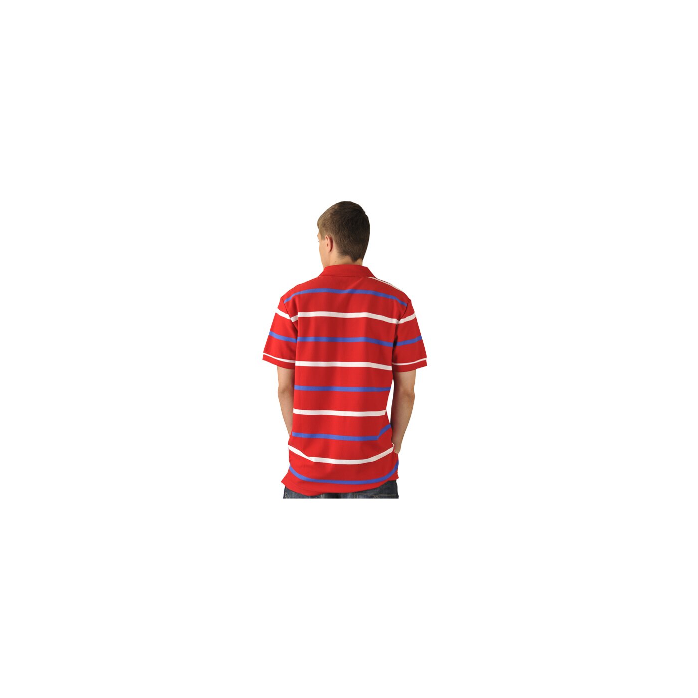 Koszulka polo męska NIKE POLO CLASSIC PIQUE STRIPE 412170631 kolor czerwony