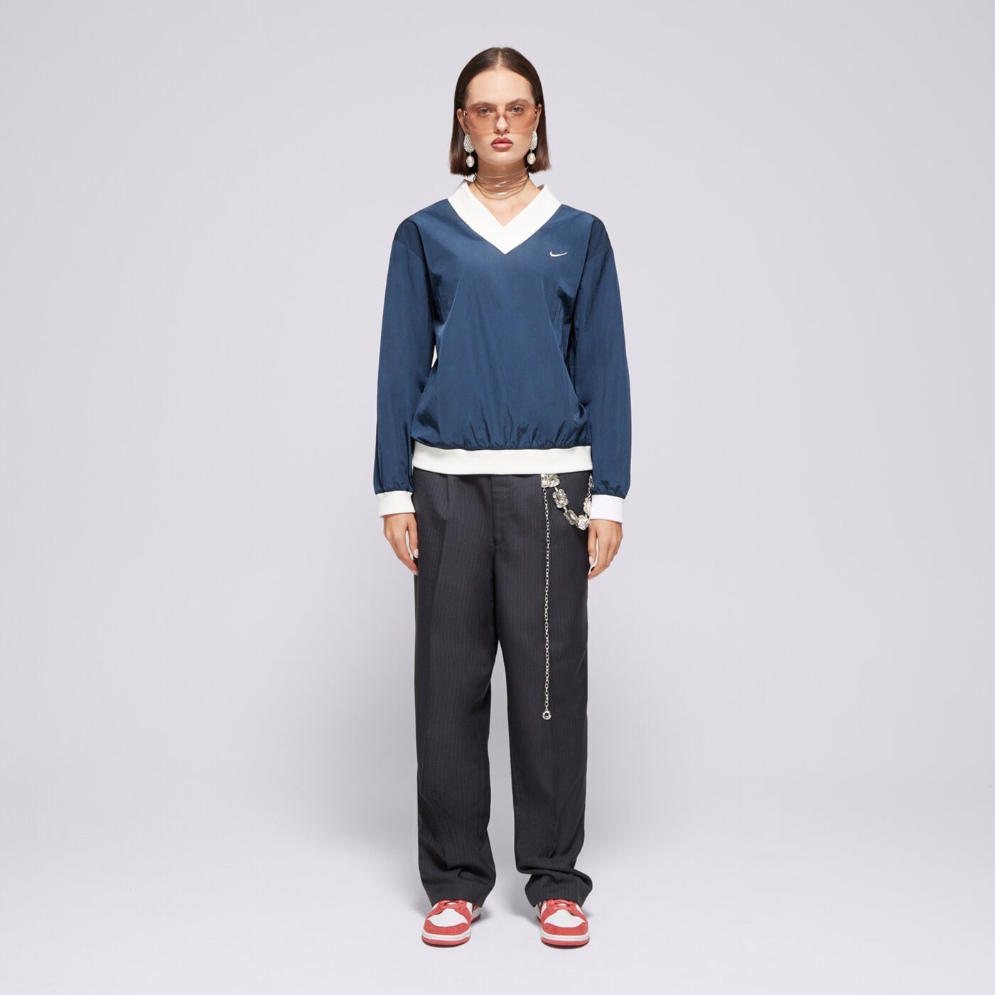 Bluza damska NIKE BLUZA W NSW ESSTL WVN UV LS VNCK CRW fv7649-480 kolor granatowy