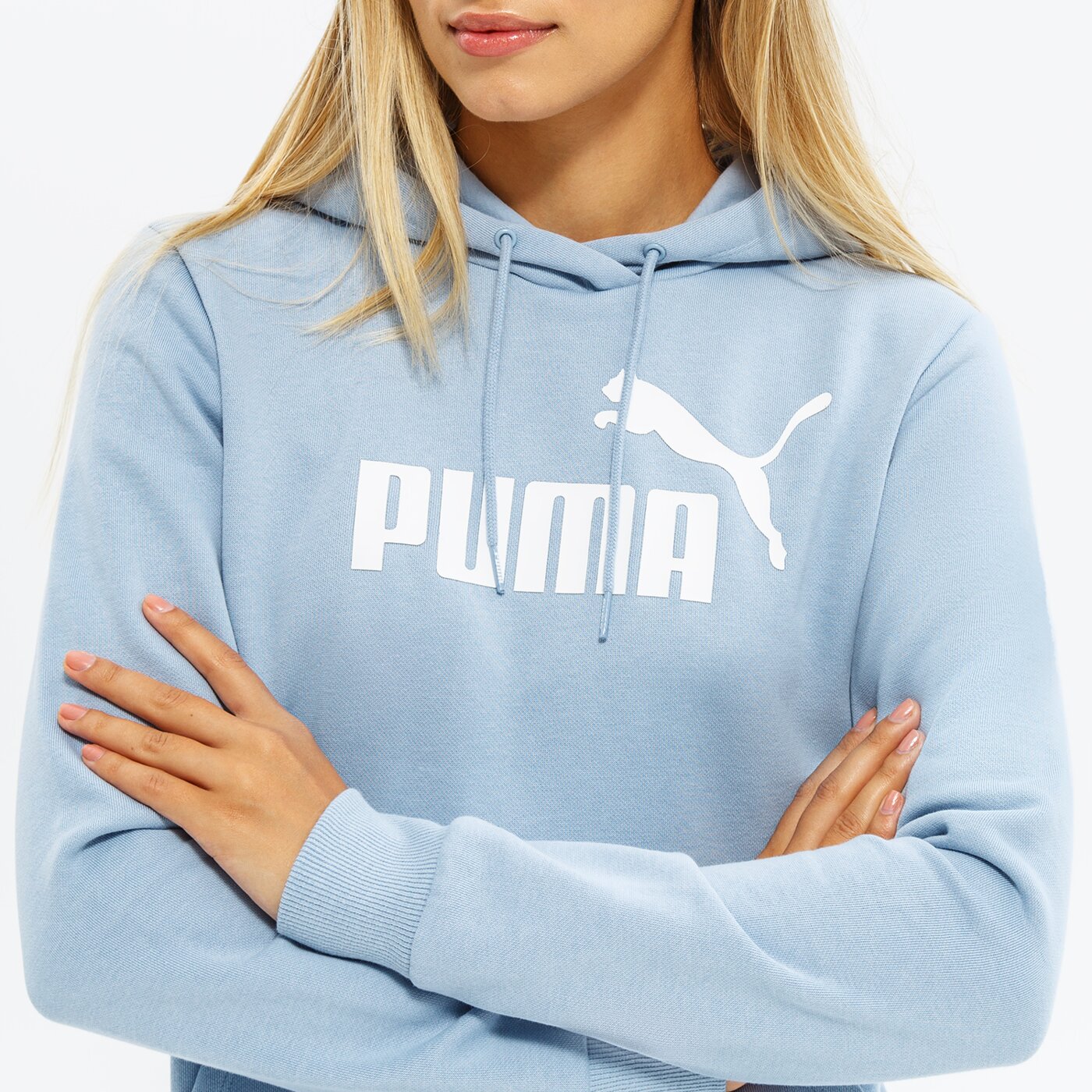 Bluza damska PUMA BLUZA Z KAPTUREM ESS LOGO FL (S) 586789 79 kolor niebieski