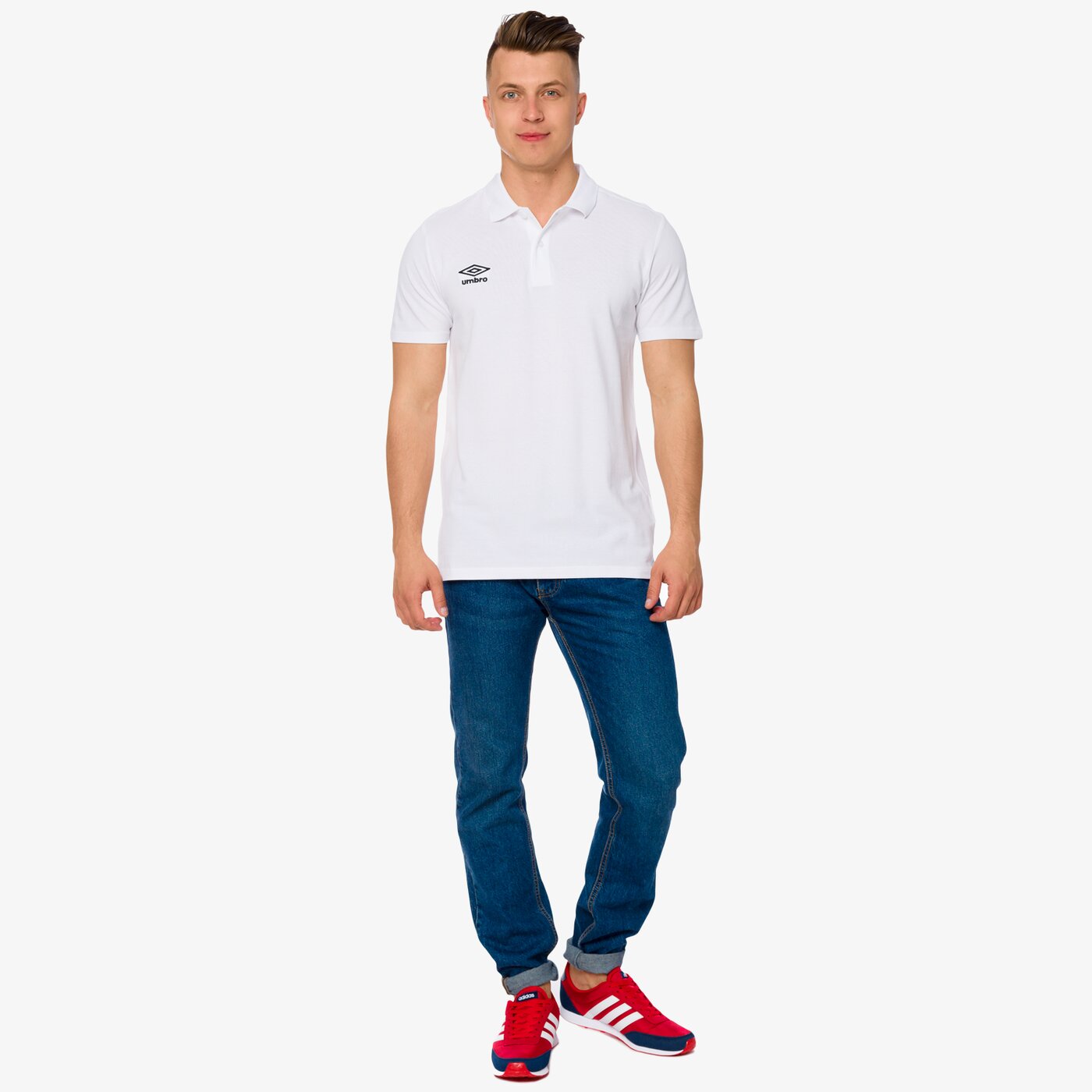 Koszulka polo męska UMBRO POLO PIQUE WHITE 64566u096 kolor biały