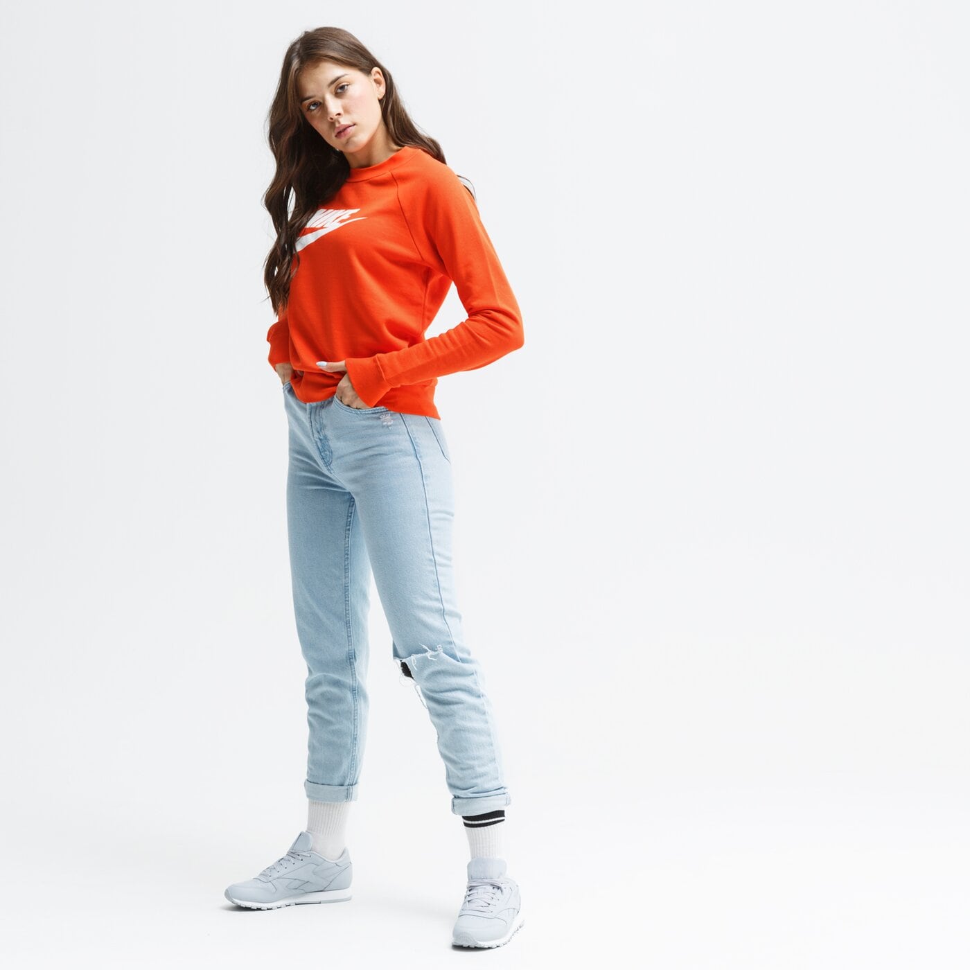 Bluza damska NIKE BLUZA W NSW ESSNTL CREW FLC HBR bv4112-891 kolor pomarańczowy