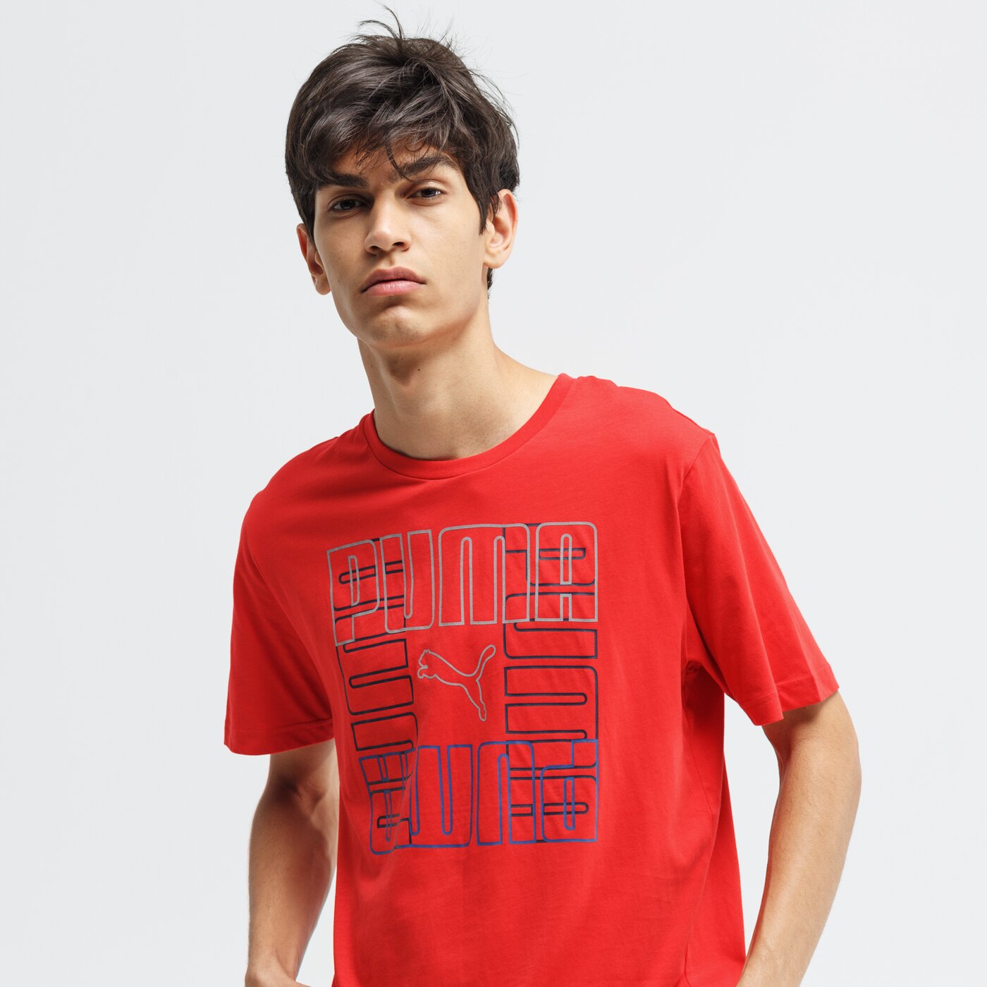 Koszulka męska PUMA T-SHIRT SS PUMA BRAND GRAPHIC 58018911 kolor czerwony