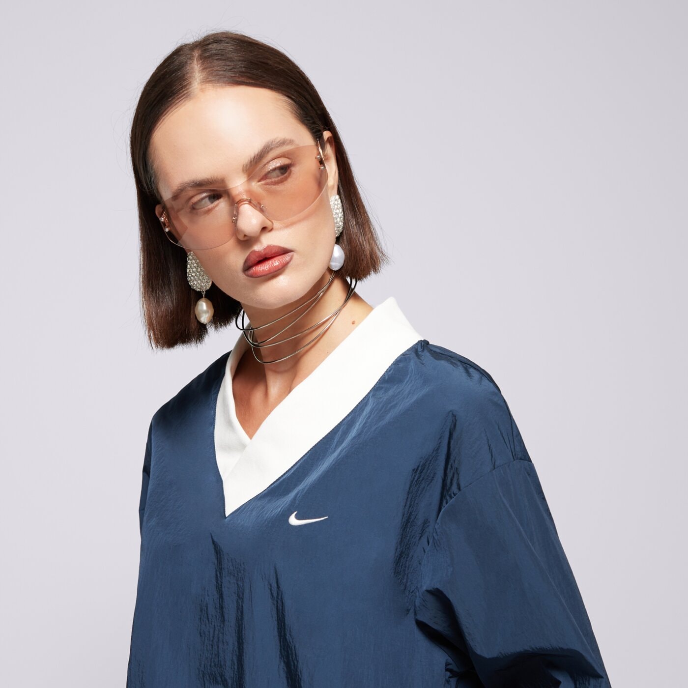 Bluza damska NIKE BLUZA W NSW ESSTL WVN UV LS VNCK CRW fv7649-480 kolor granatowy