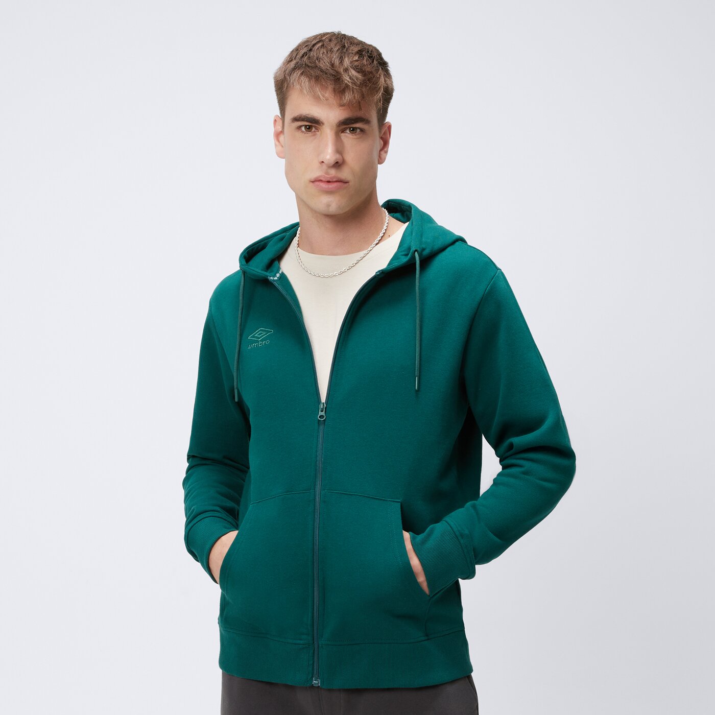 Bluza męska UMBRO BLUZA ROZPINANA Z KAPTUREM GALLO II ul125blm90002 kolor zielony