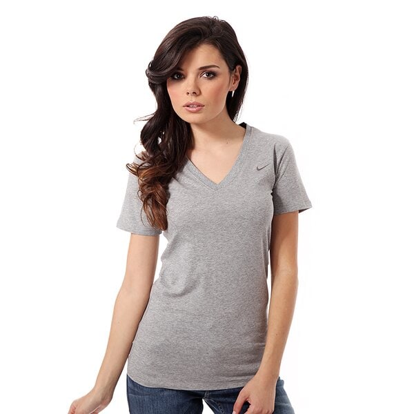 Koszulka damska NIKE T-SHIRT TEE MID V-EMBRD SWOOSH 547468063 kolor szary