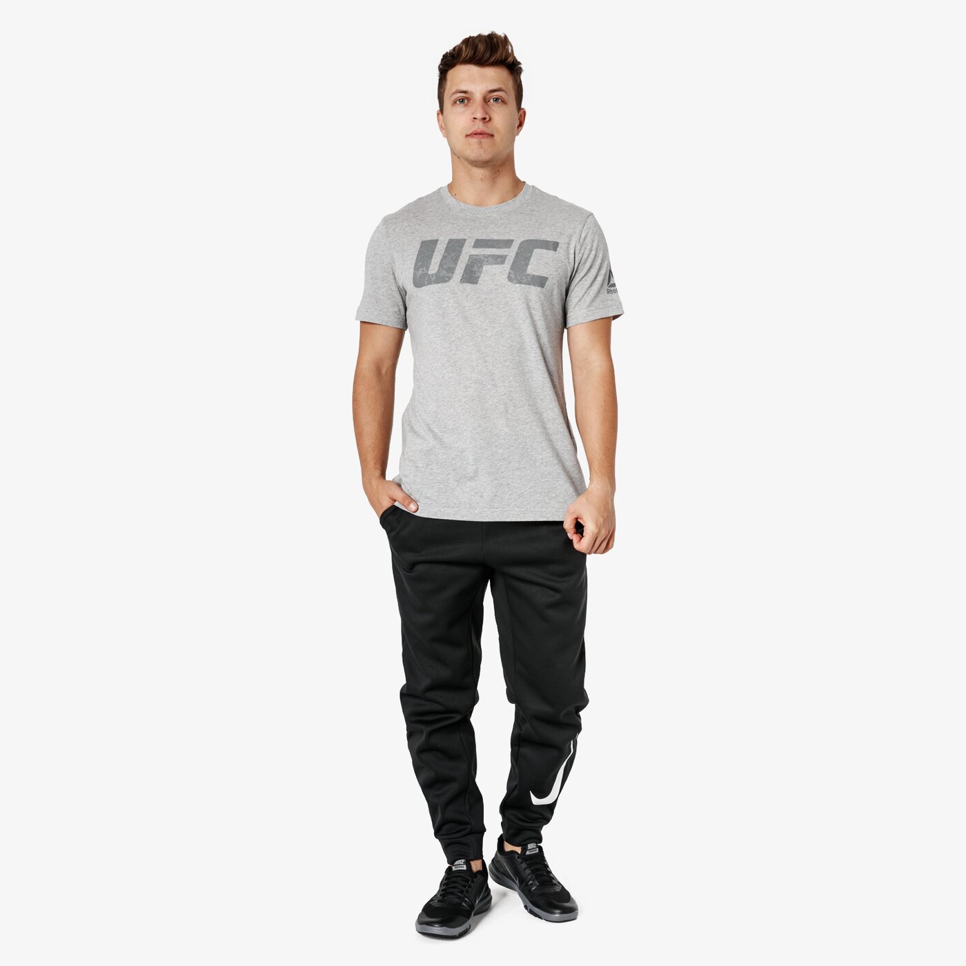 Koszulka męska REEBOK T-SHIRT SS UFC FG LOGO TEE d95022 kolor szary