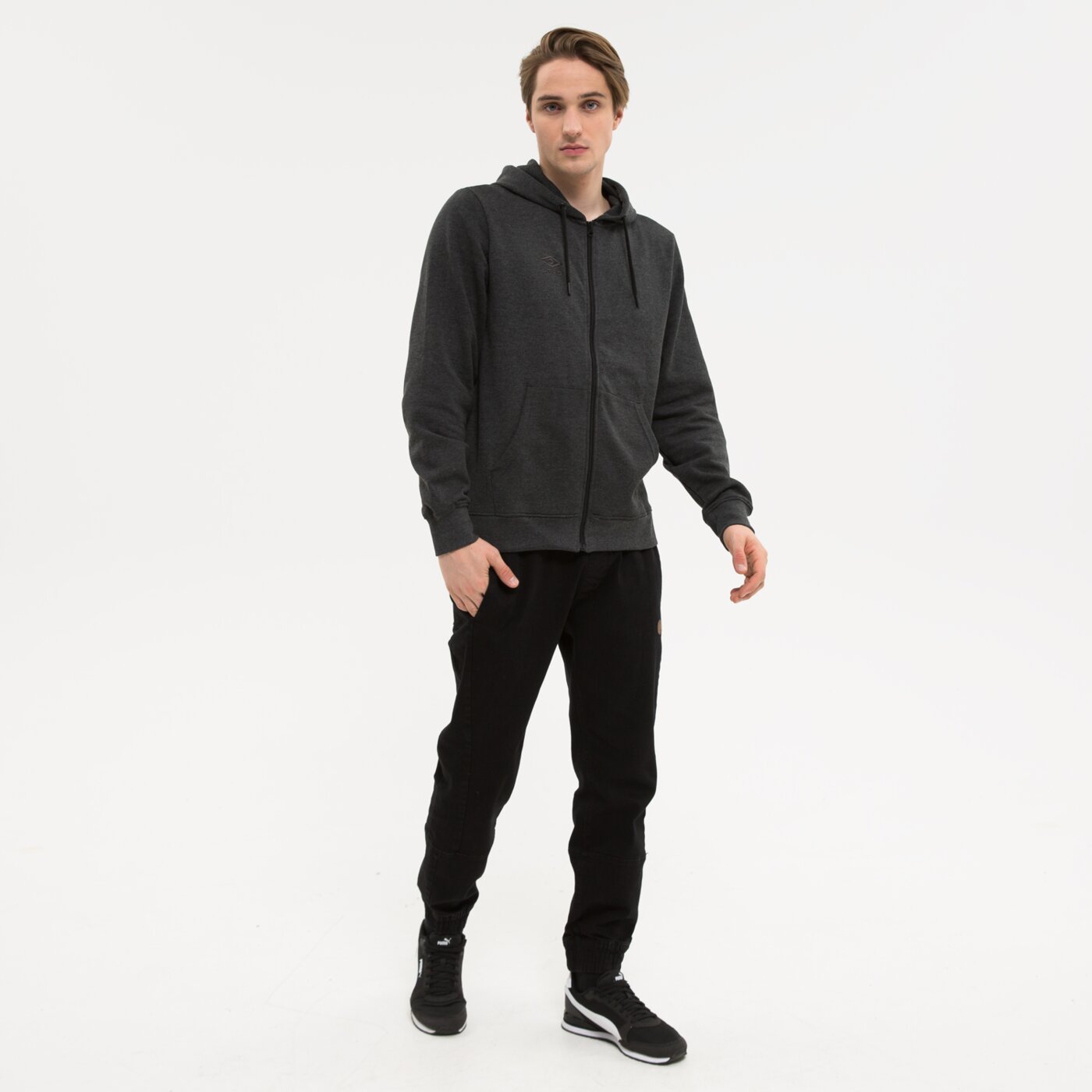 Bluza męska UMBRO BLUZA ROZPINANA Z KAPTUREM BIRLING ul322blm90001 kolor szary