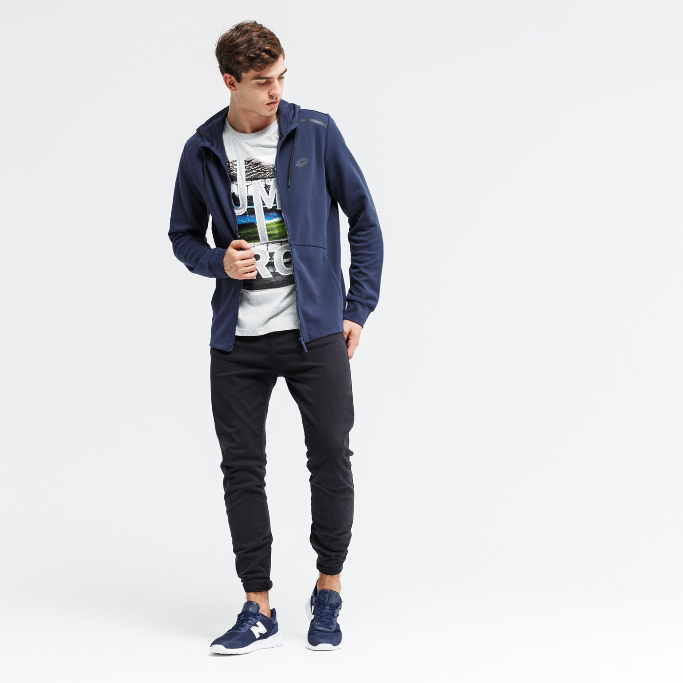 Bluza męska LOTTO BLUZA DINAMICO SWEAT FZ HD CO 211397-1cl kolor granatowy