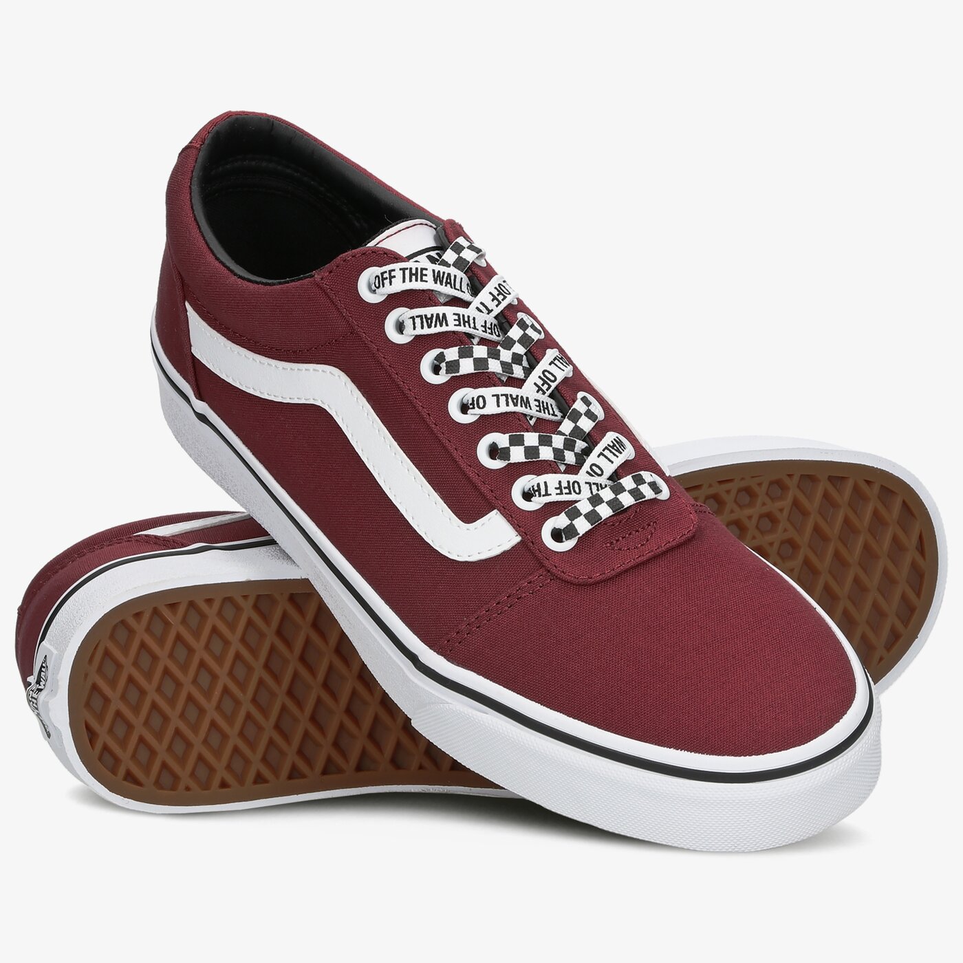 Buty sportowe męskie VANS MN WARD CHECKER LACE vn0a38dmw9z1 kolor bordowy