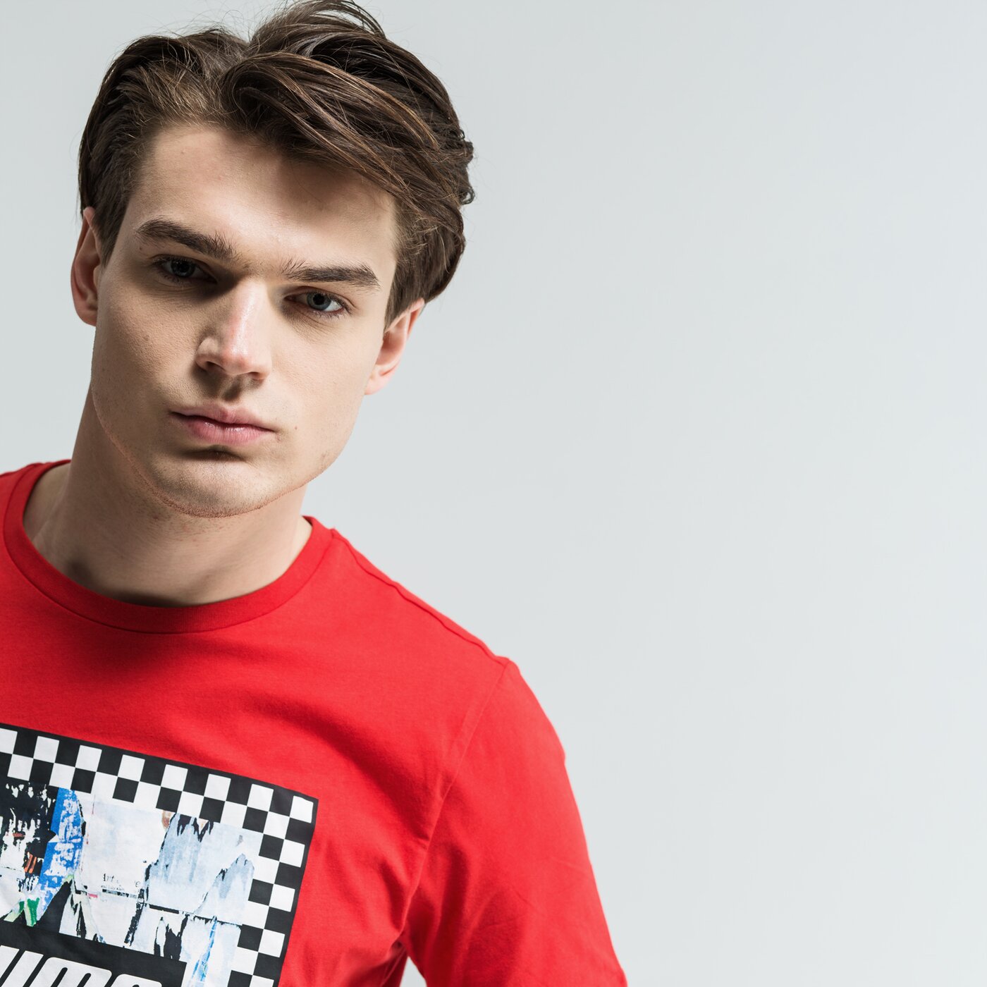 Koszulka męska PUMA T-SHIRT SS CHECK GRAPHIC 85407311 kolor czerwony