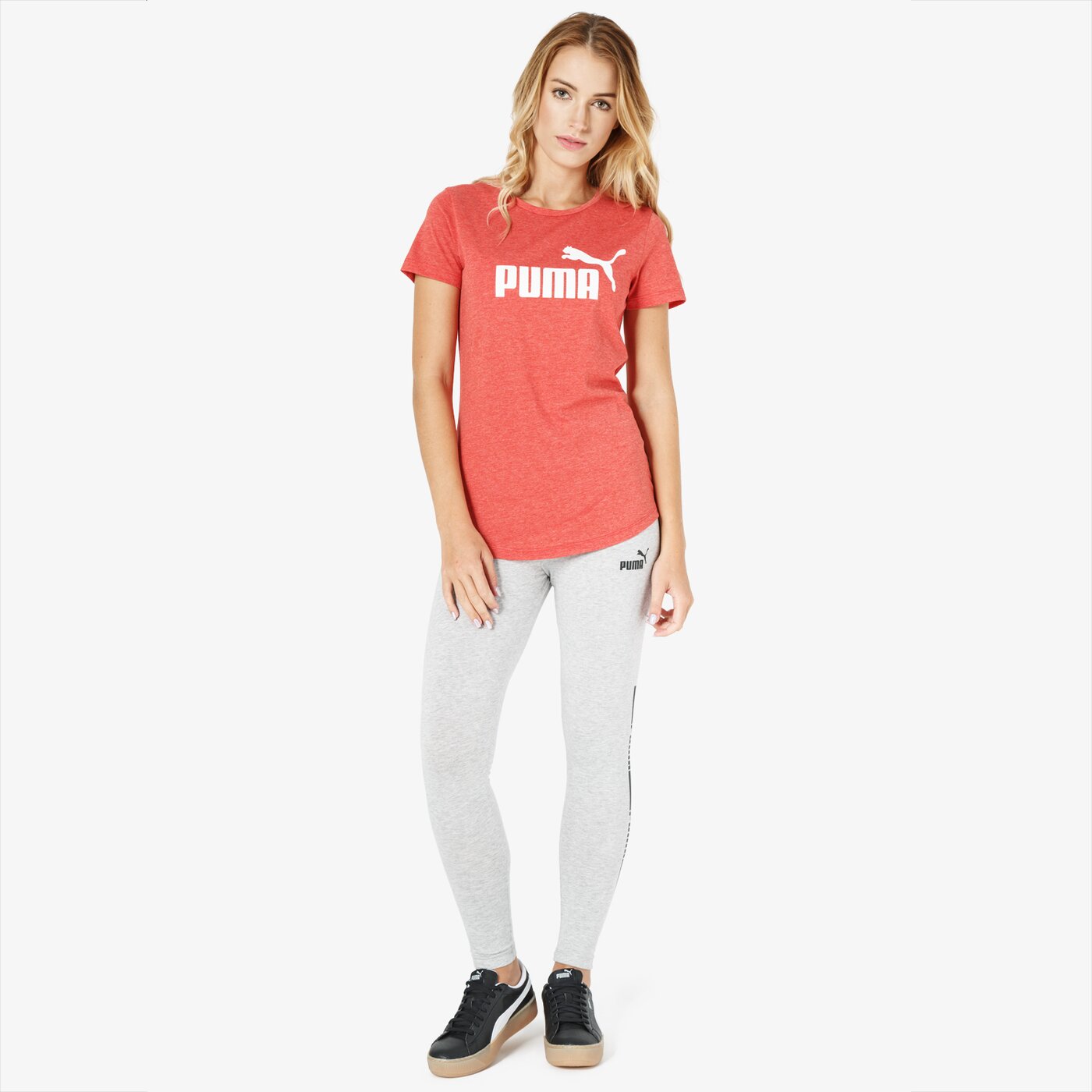 Koszulka damska PUMA T-SHIRT SS ELEVATED ESS LOGO HEATH. 85212712 kolor czerwony