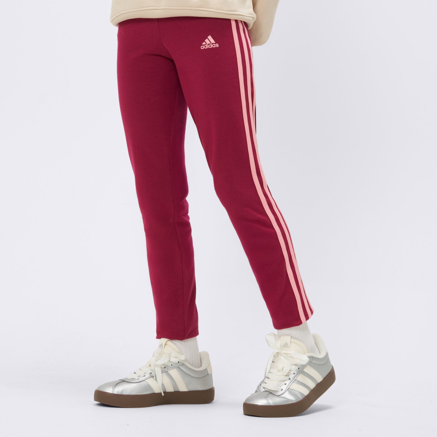 Spodnie dziecięce ADIDAS LEGGINGS G 3S GIRL he1997 kolor bordowy