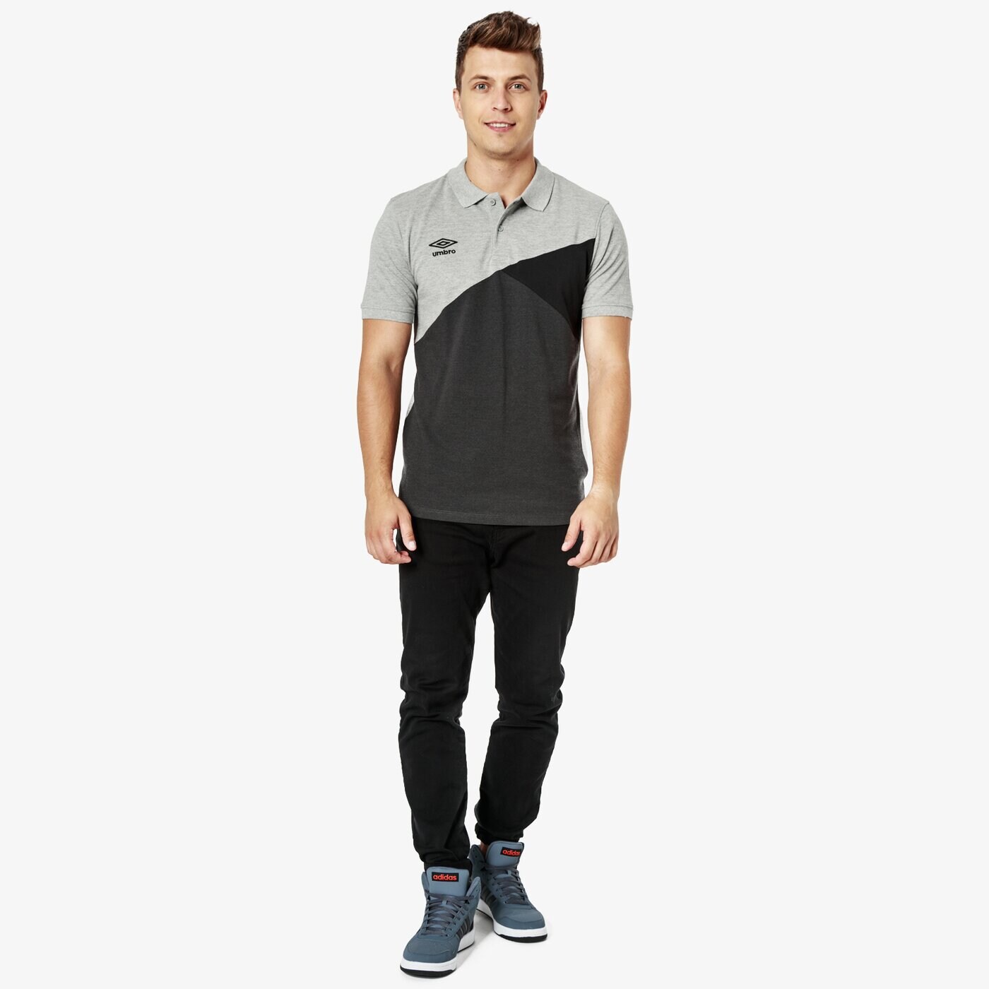 Koszulka polo męska UMBRO POLO CUT AND SEW 65127u-gg4 kolor szary