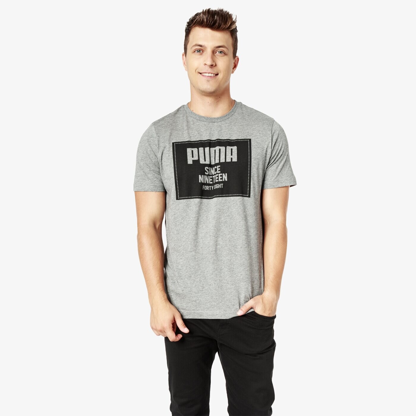 Koszulka męska PUMA T-SHIRT SS REBEL BLOCK BASIC 85239503 kolor szary