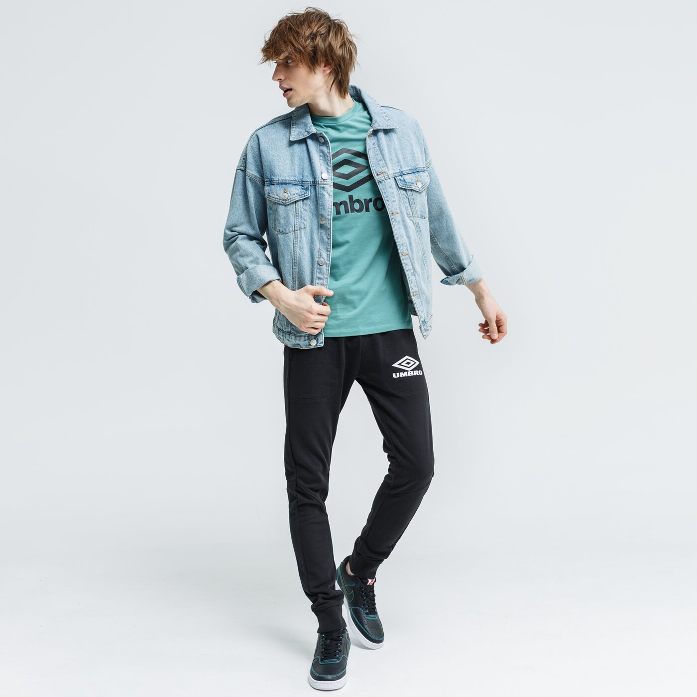 Koszulka męska UMBRO T-SHIRT FW LARGE LOGO COTTON 65352u-jgh kolor zielony