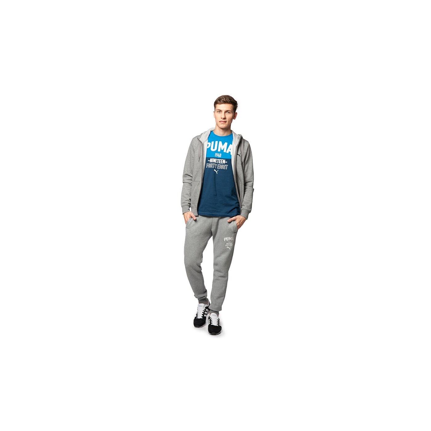 Bluza męska PUMA BLUZA ESS HOODED JACKET 83186803 kolor szary
