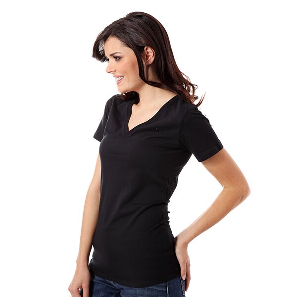 Koszulka damska NIKE T-SHIRT TEE MID V-EMBRD SWOOSH 547468010 kolor czarny