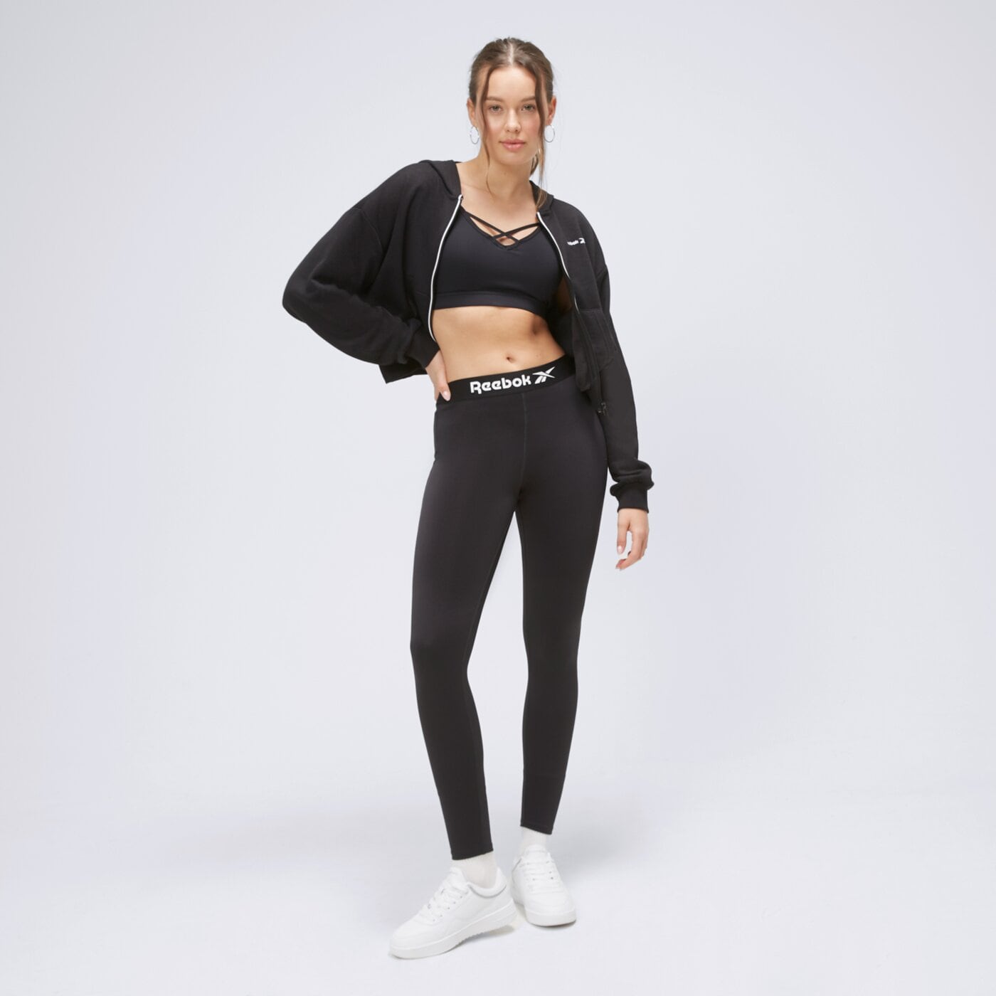 Bluza damska REEBOK BLUZA ROZPINANA Z KAPTUREM RIE FT FULLZIP ht8048 kolor czarny