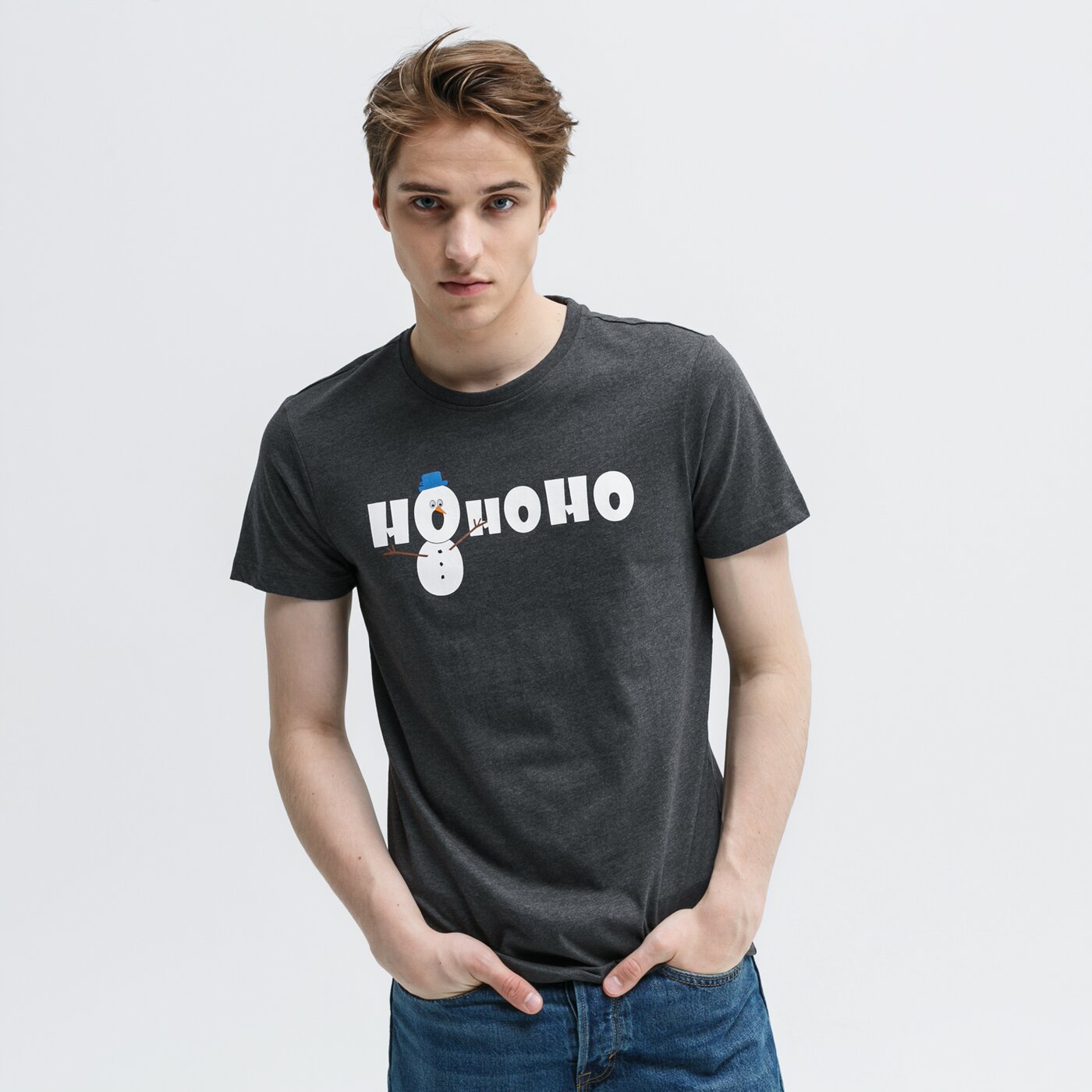 Koszulka męska FEEWEAR T-SHIRT SNOW HOHOHO fw39tsm72001 kolor szary