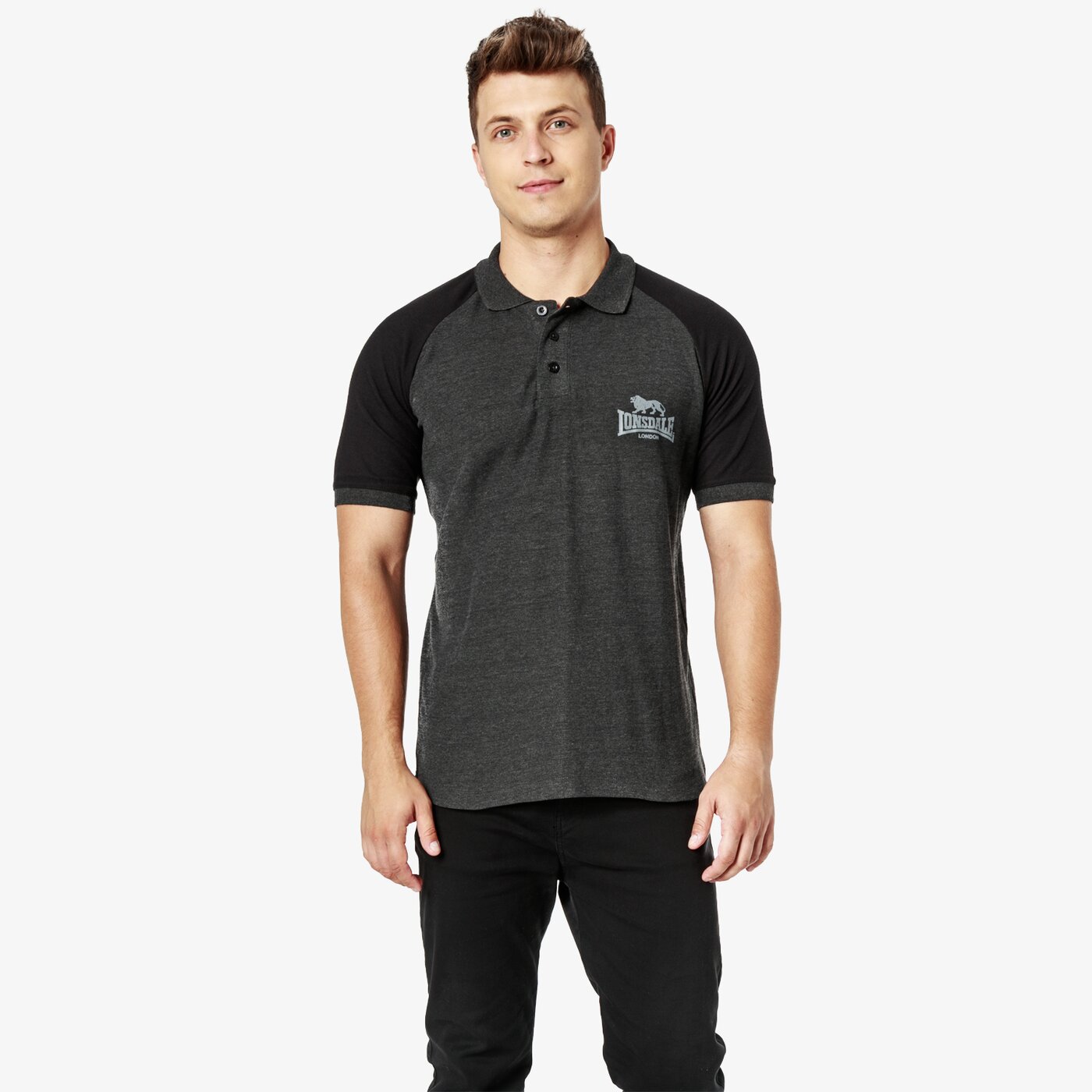 Koszulka polo męska LONSDALE POLO SS INHURST 1138111000 kolor szary