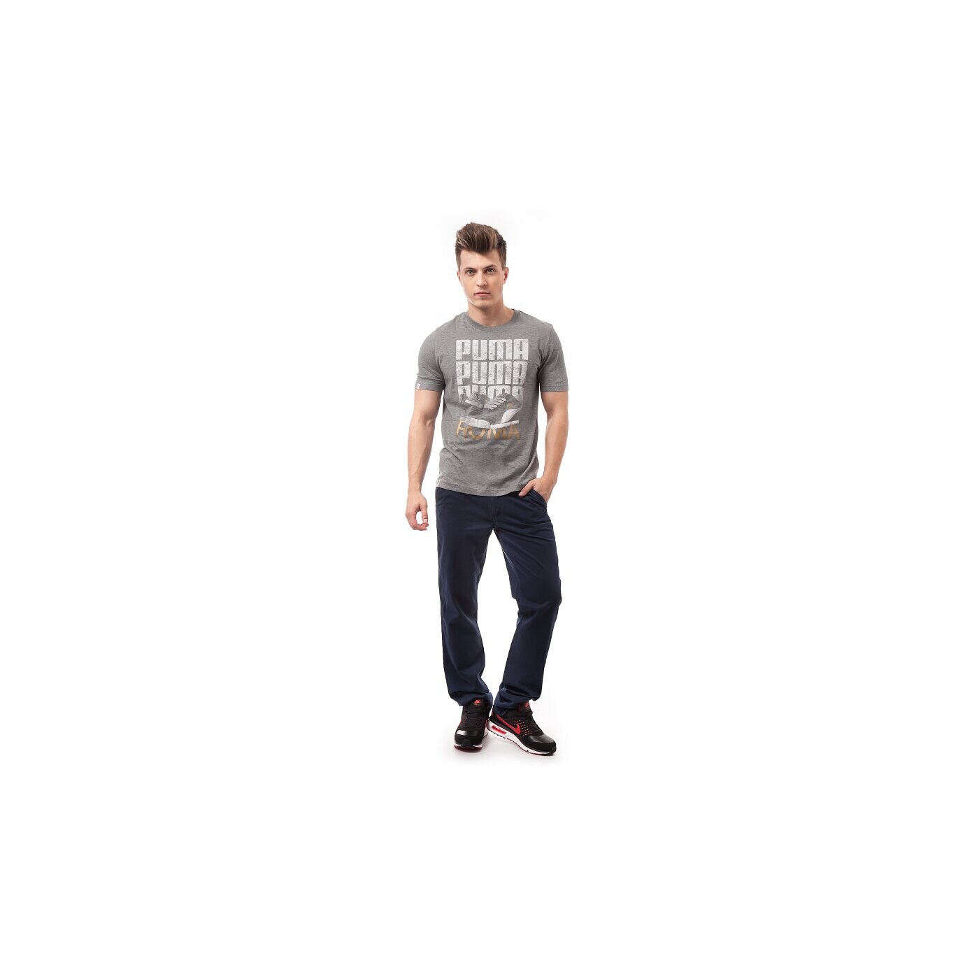 Koszulka męska PUMA T-SHIRT SNEAKER TEE 56826403 kolor szary