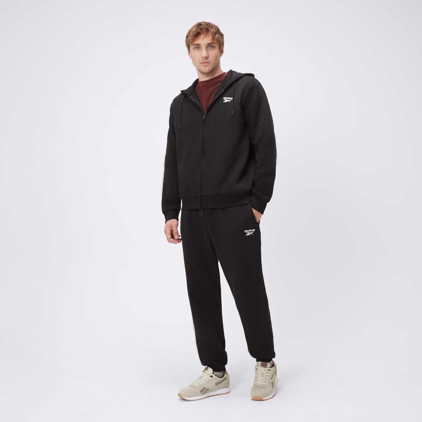 Bluza męska REEBOK BLUZA ROZPINANA Z KAPTUREM COLTON 100240560 kolor czarny