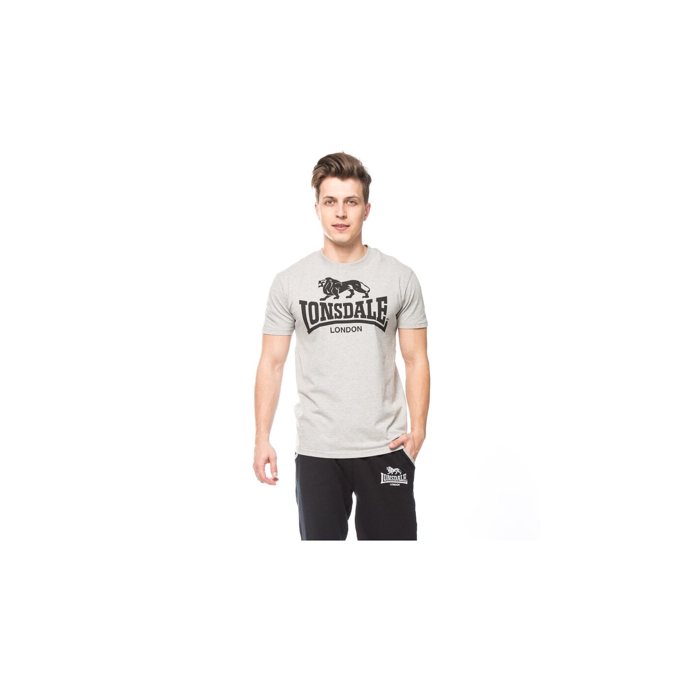 Koszulka męska LONSDALE T-SHIRT LOGO 1190831004 kolor szary