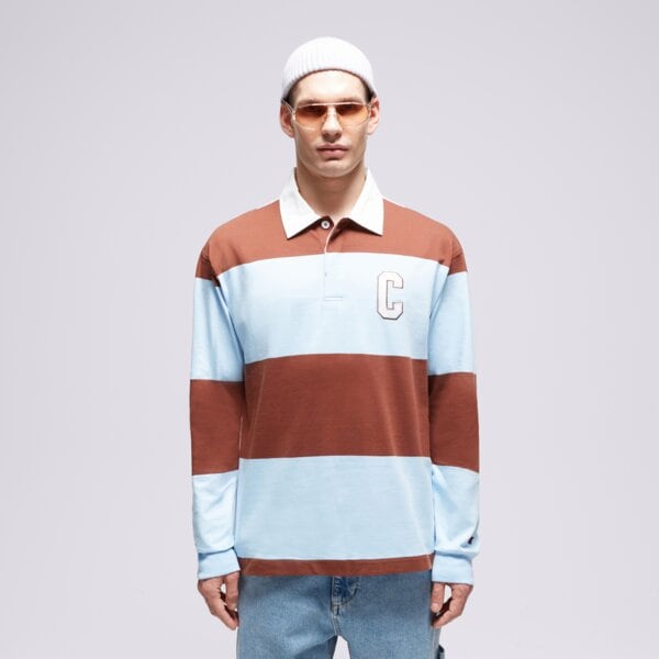 Koszulka polo męska CHAMPION T-SHIRT STRIPED POLO 219181bs151 kolor brązowy