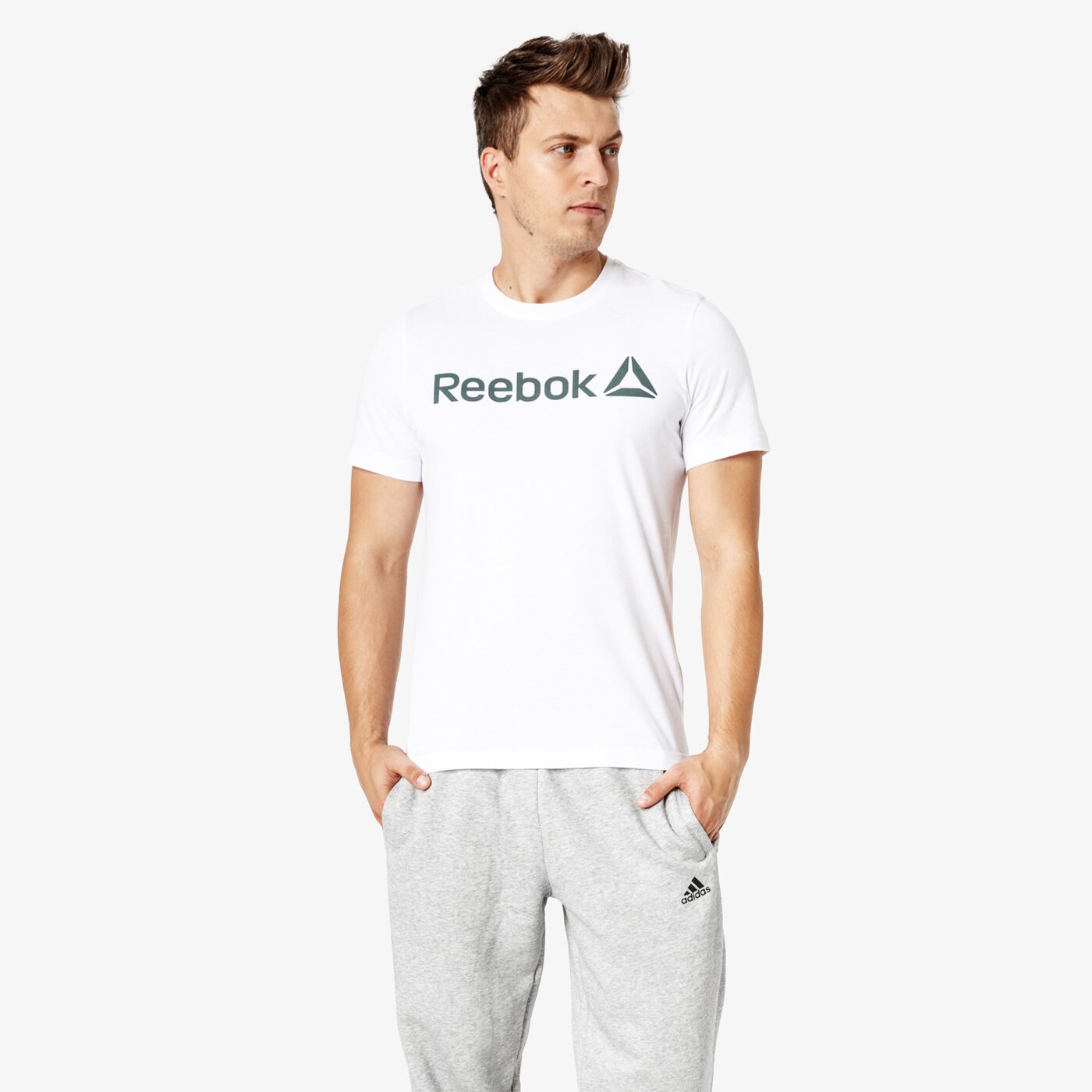 Koszulka męska REEBOK T-SHIRT SS QQR- REEBOK LINEAR READ dh3790 kolor szary