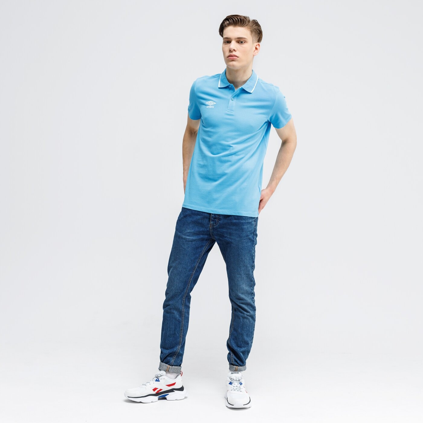 Koszulka polo męska UMBRO POLO FW PIQUE POLO 65703u-42u kolor niebieski