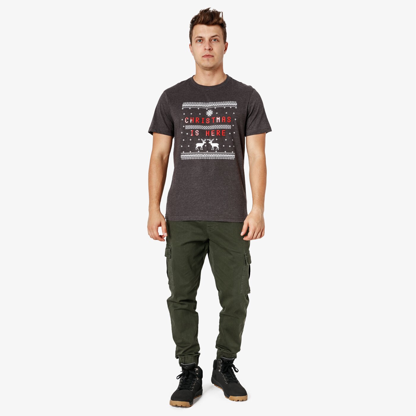 Koszulka męska FEEWEAR T-SHIRT SS XMAS fw38tsm68001 kolor szary